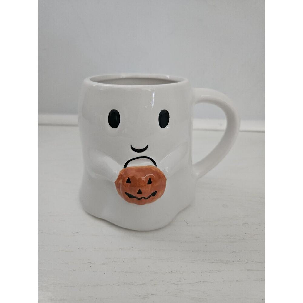 Cracker Barrel Halloween Ghost With Pumpkin  Ceramic‎ Mug 2023 New